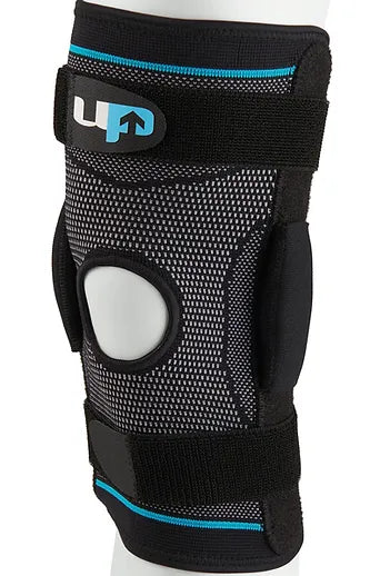 Ultimate Performance Hinged Knee Support Front view in black - UP5192