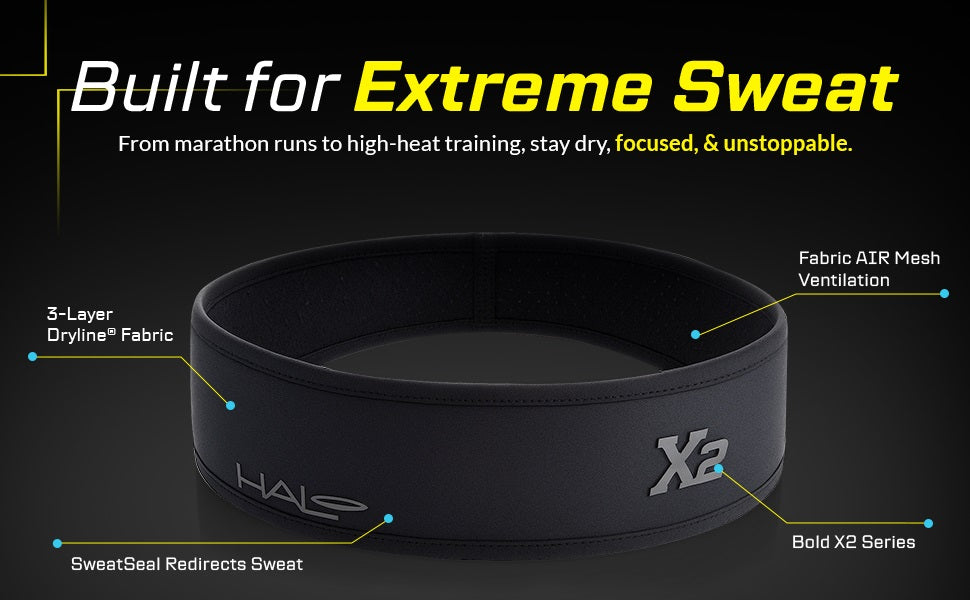 Halo Air Mesh X2 Tie Version Headband - Extreme sweating / 2 inch wide headband