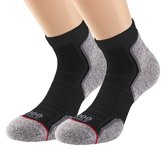 1000 Mile Run Anklet Socks - twin in black