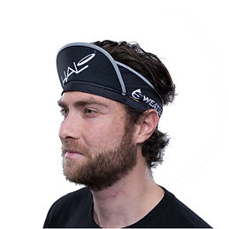 Halo Ultra Light Visor, side view shown on model with visor up in Black