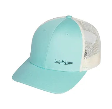 The Halo Hinge Classic Hat in Aruba Blue, front view