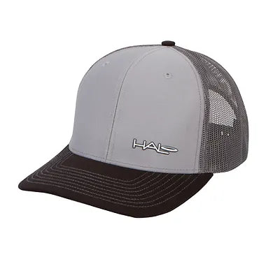 The Halo Hinge Classic Hat in grey, front view.