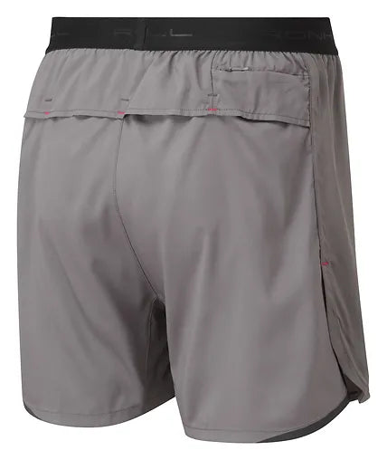 Ronhill's Mens Running Tech Revive 5-inch shorts. Mole colour with dark gold logo. Back view