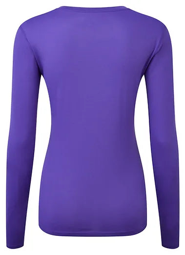 Women's Long Sleeve, Plum Citrus Core T-shirt. Back View, by Ronhill
