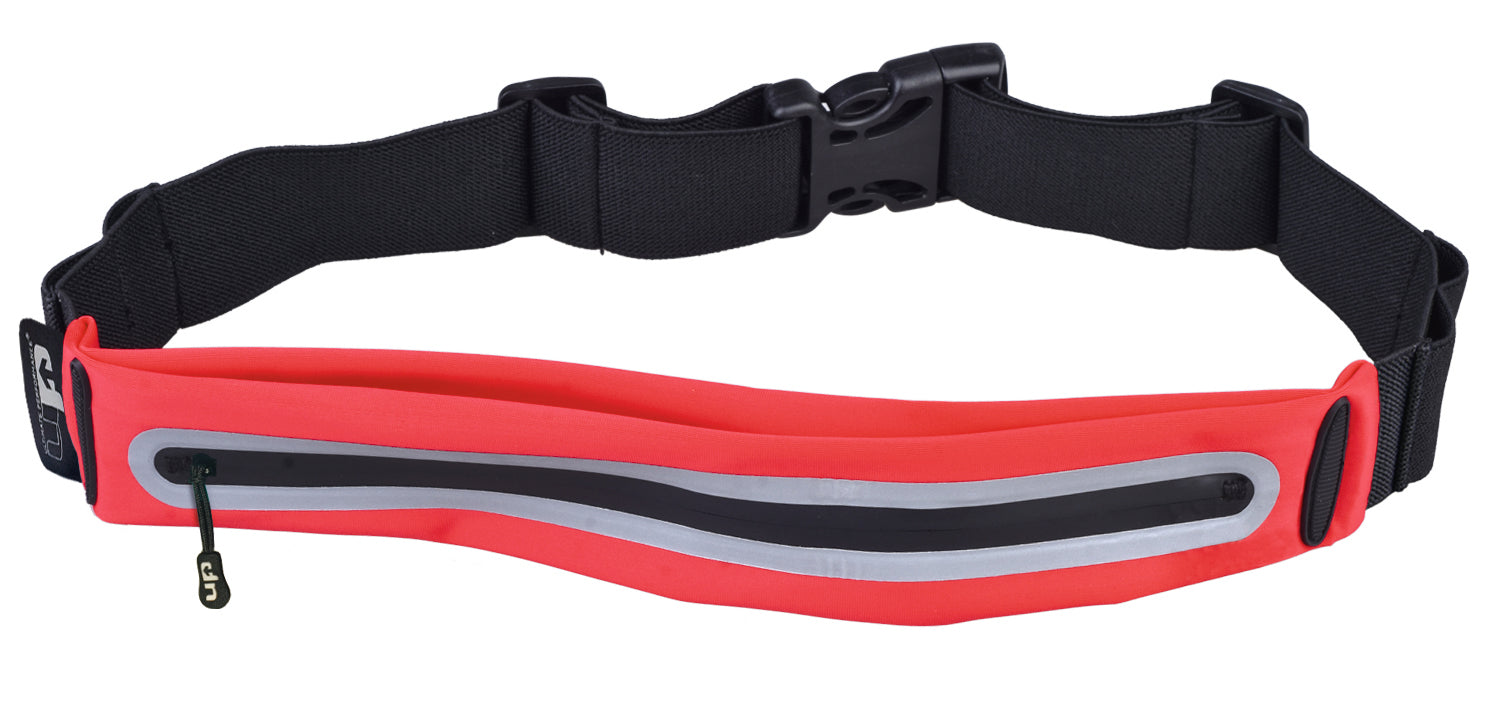 Great value-for-money, expandable runners waist belt from 1000mile UP. Perfect for phones, keys and essentials - with the addition of reflective safety and range of colours and fashionable prints. Water proof bag and zip to keep your valuables dry. Available in 9 different colour designs.