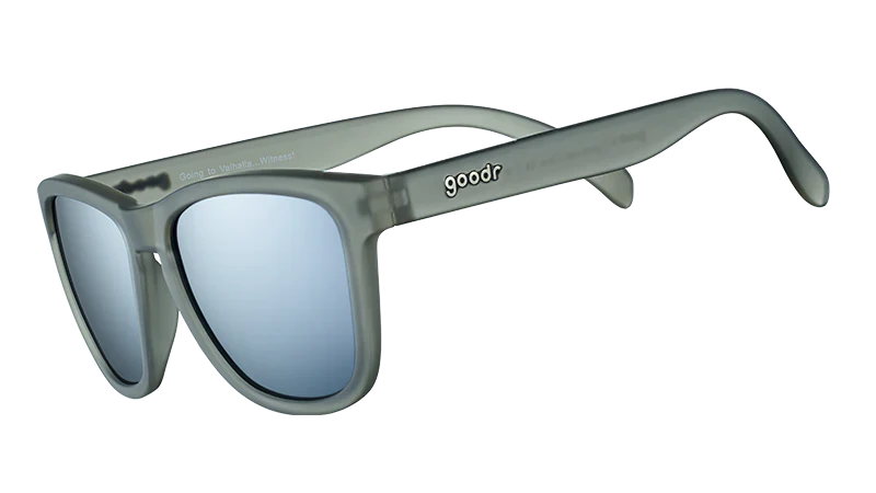 Goodr Going to Valhalla witness sunglasses. Grey and chrome colour