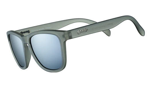 Goodr Going to Valhalla witness sunglasses. Grey and chrome colour