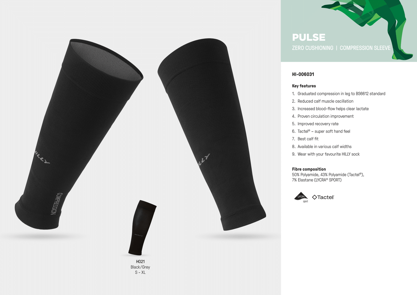 Certified conformance to medical standard - BS6612. Designed to improve blood flow, which in turn helps to flush lactic acid during, and post, training and racing. Provides circulation improvement and an improved recovery rate. Colour is Black