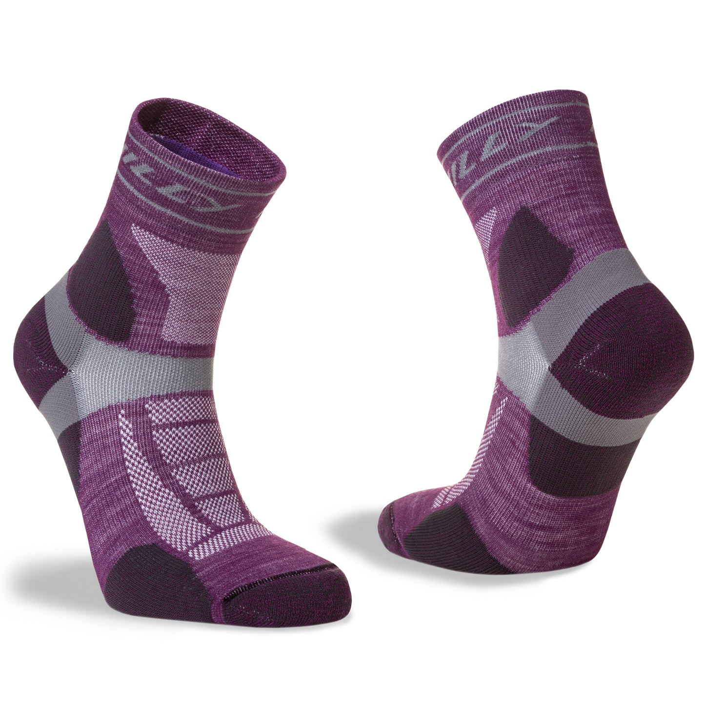 Hilly Womens Trail Anklet – Medium Cushioning

A warm and cushioned trail running sock that is ideal all year round. The Merino Wool content helps regulate foot temperature, is high wicking and is anti-microbila, keeping you feet fresh and comfortable. Colour is Purple with Black features