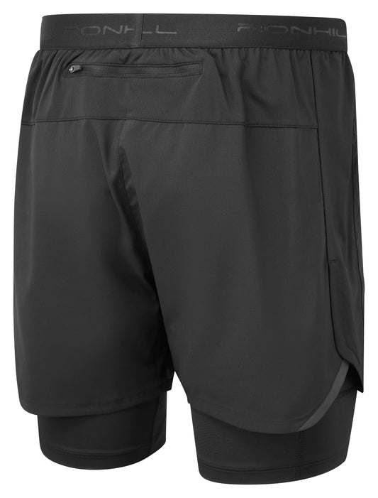 Ronhill Men's Tech 5 Inch Twin Shorts, Colour Black