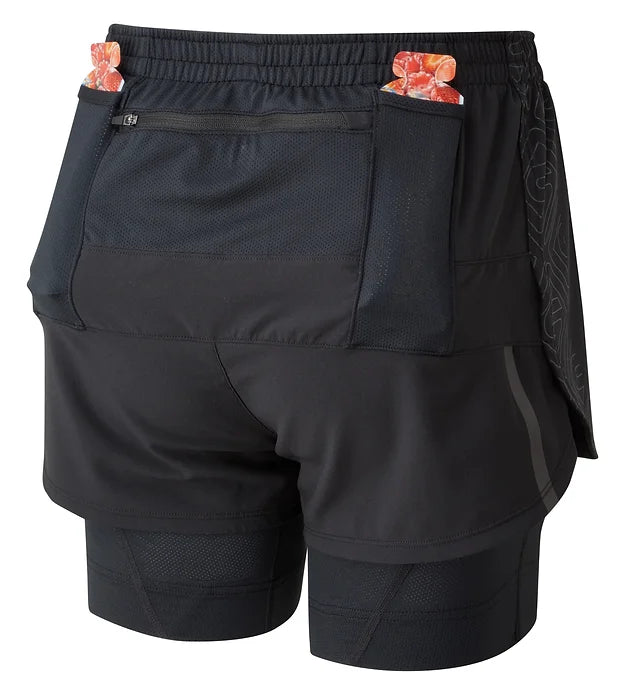 Ronhill Women's Marathon Twin Shorts - Back view with pockets All Black