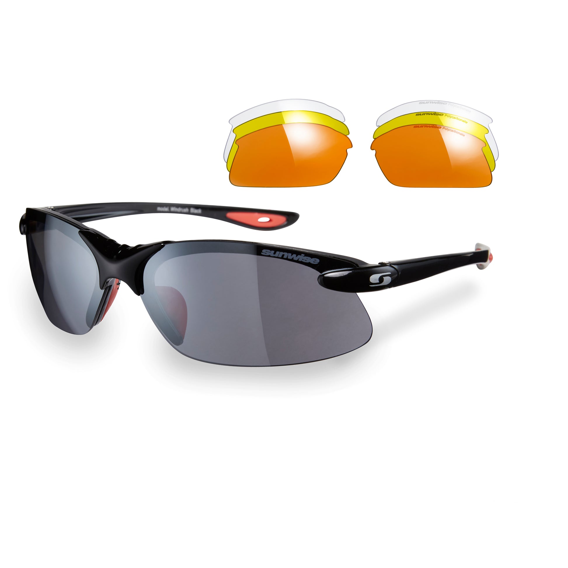 Sunwise sports sunglasses, Windrush, black with additional lenses