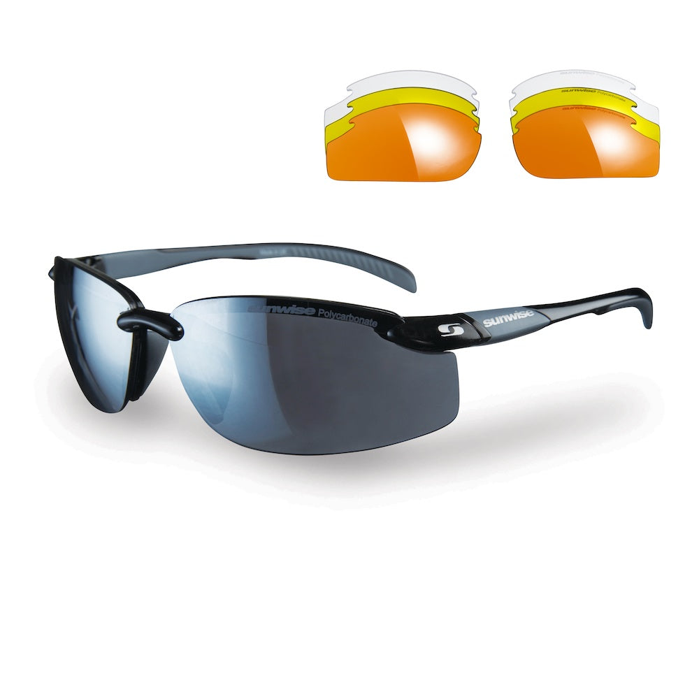 Sunwise Pacific sports sunglasses in black with interchangeable lenses