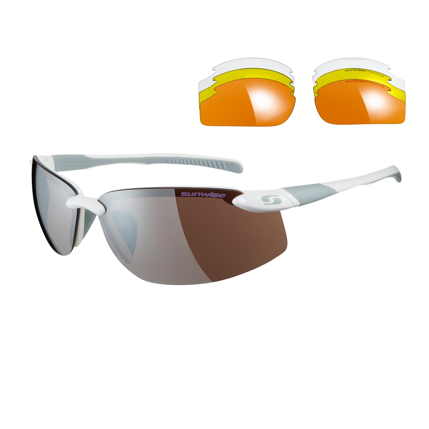 Sunwise Pacific sports sunglasses in white with interchangeable lenses