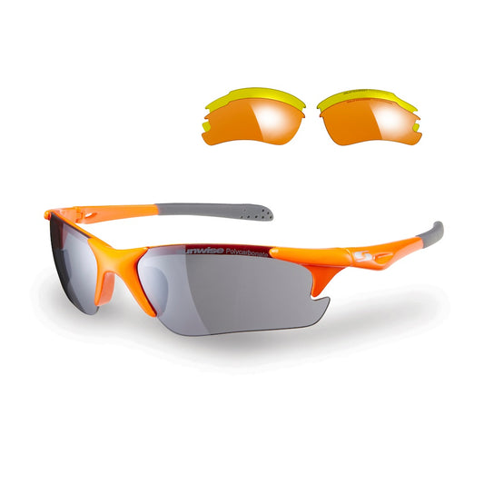 Sunwise Twister Sports Sunglasses in Orange also showing additional lenses.
