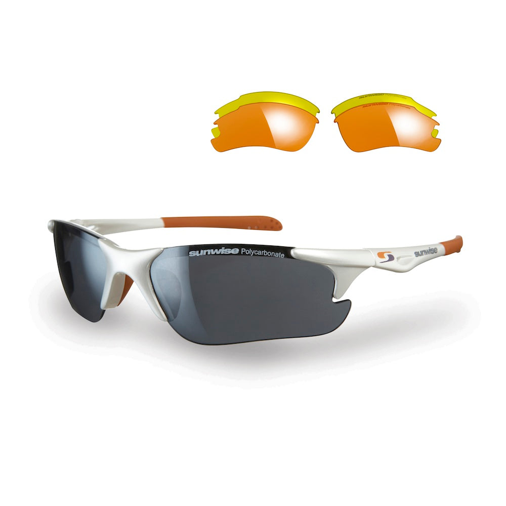 Sunwise Twister Sports Sunglasses in White also showing additional lenses.