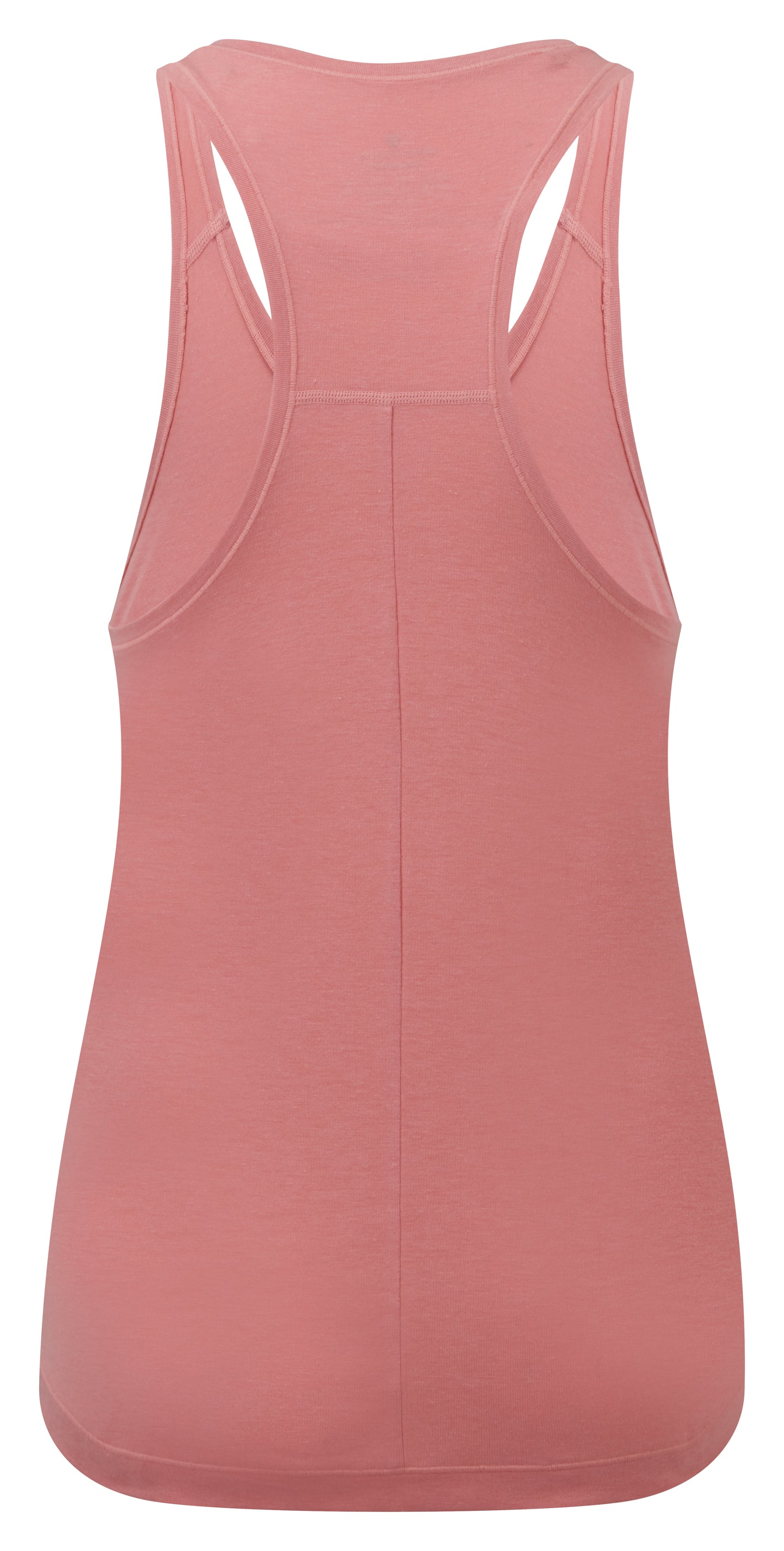 Women's tank top - The women's life tencel tank top by Ronhill features a luxurious, soft, highly breathable, and naturally brilliant at wicking moisture away. Featuring Tencel™ that feels simply amazing next to the skin. With a racer style back this relaxed fit vest will help keep you comfortable run after run after run. This tank top is in a blush marl/cabernet colour and the photo is showing the back view of this women's tank top.