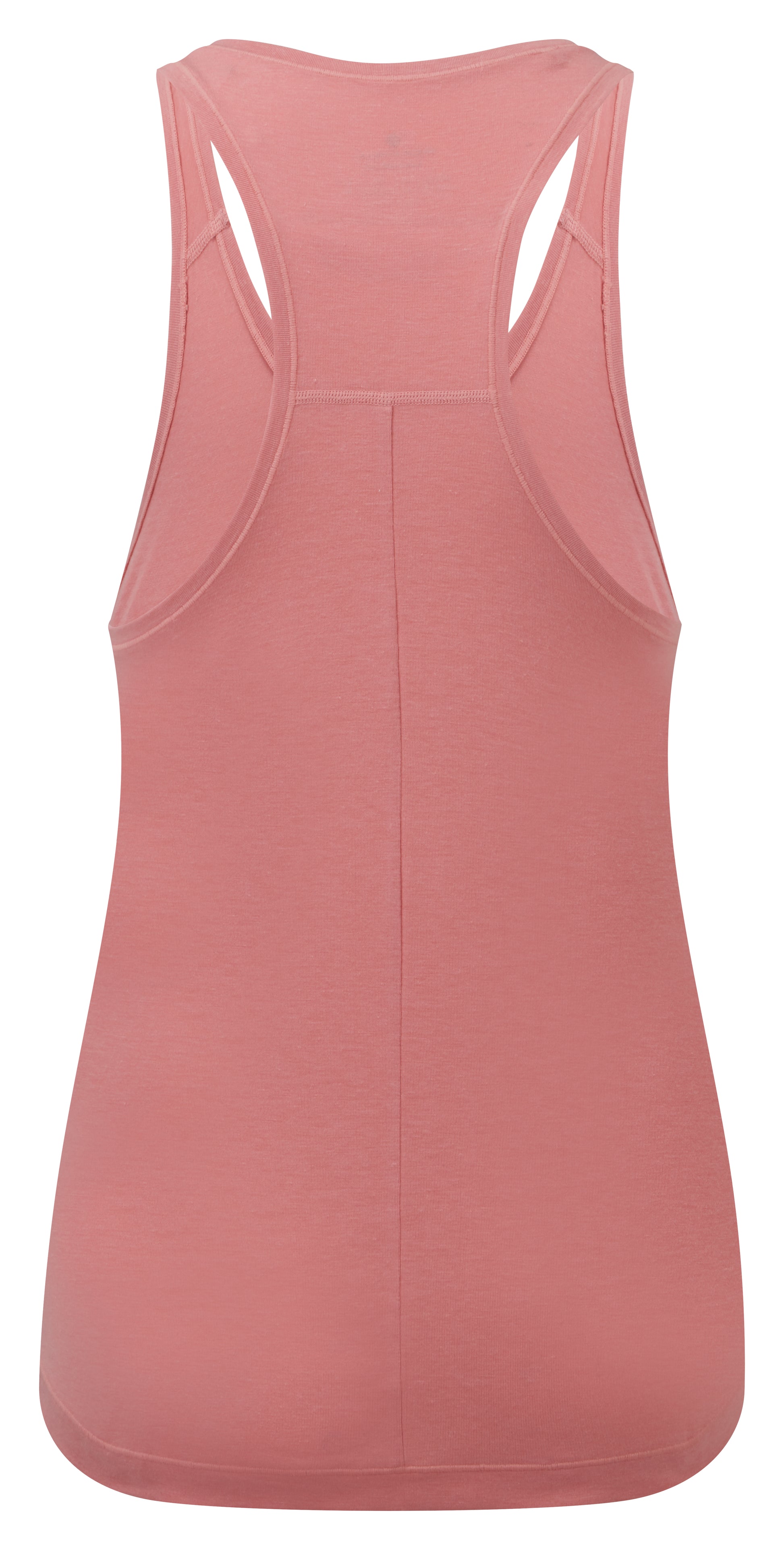 Women's tank top - The women's life tencel tank top by Ronhill features a luxurious, soft, highly breathable, and naturally brilliant at wicking moisture away. Featuring Tencel™ that feels simply amazing next to the skin. With a racer style back this relaxed fit vest will help keep you comfortable run after run after run. This tank top is in a blush marl/cabernet colour and the photo is showing the back view of this women's tank top.