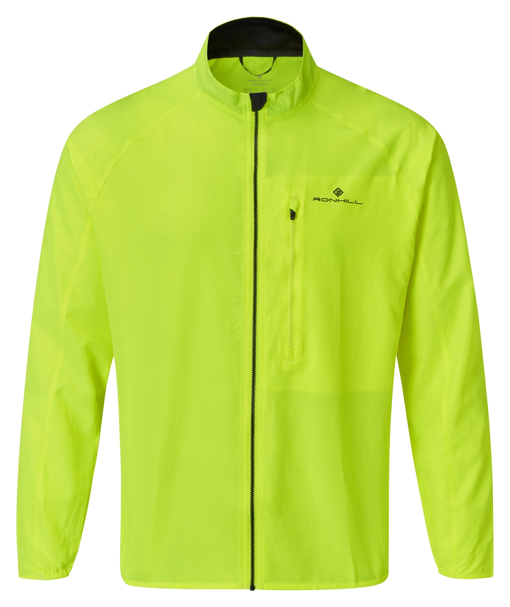 Mens Core Jacket by Ronhill in a Fluro Yellow Colour - Front View