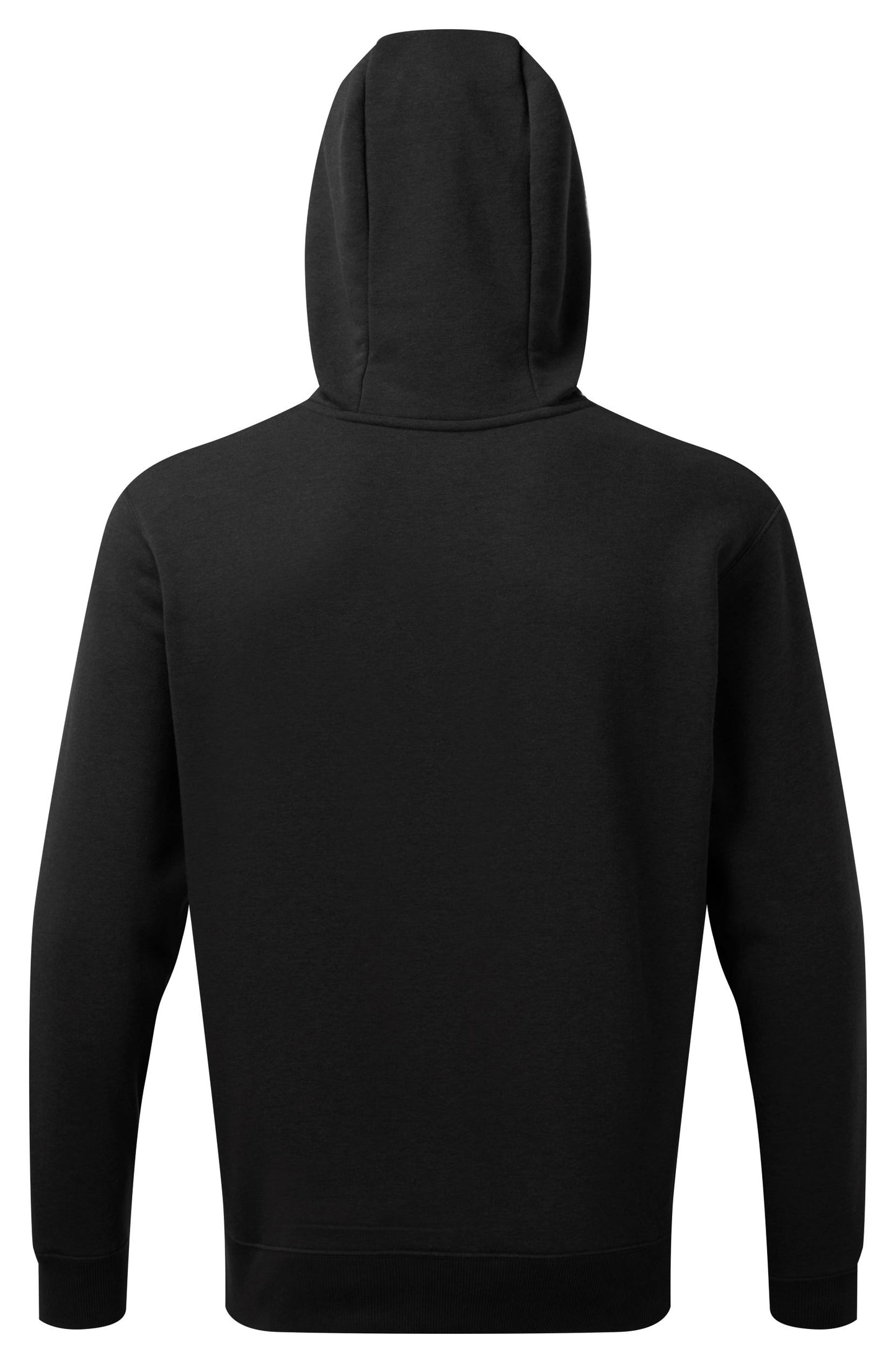 Men's hoodie - This is a mens hoodie life PB by Ronhill. Cosy choice for turning up for a run, or for relaxing and recovering from a tough training session. Made from recycled yarns material, features two zip pockets, draw cord, super soft and a relaxed fit. This hoodie comes in a black colour and the photo shows the back of the hoodie