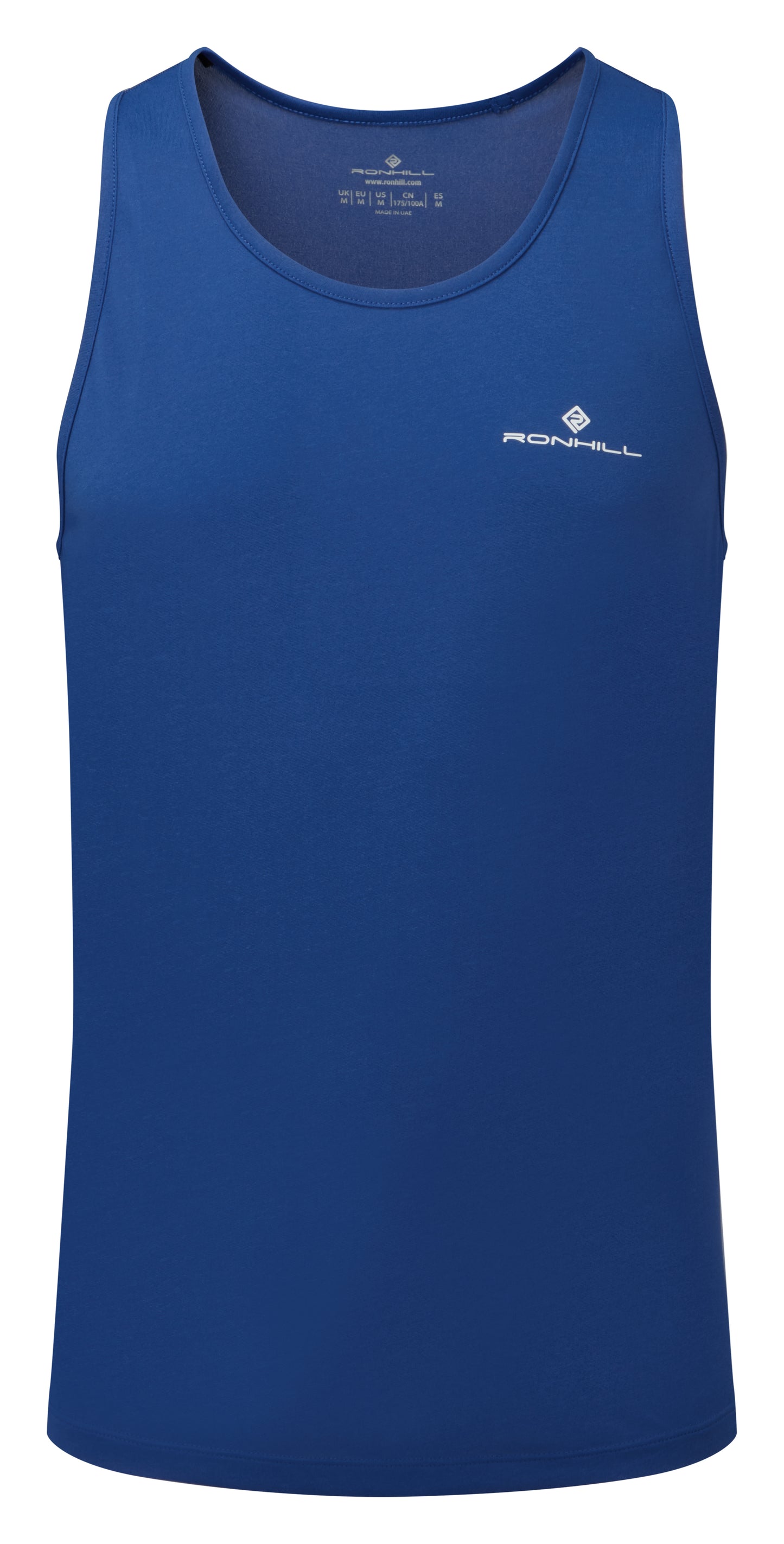 Mens tank top - Mens core vest by Ronhill. Front view of the tank top and is in a dark cobalt colour.