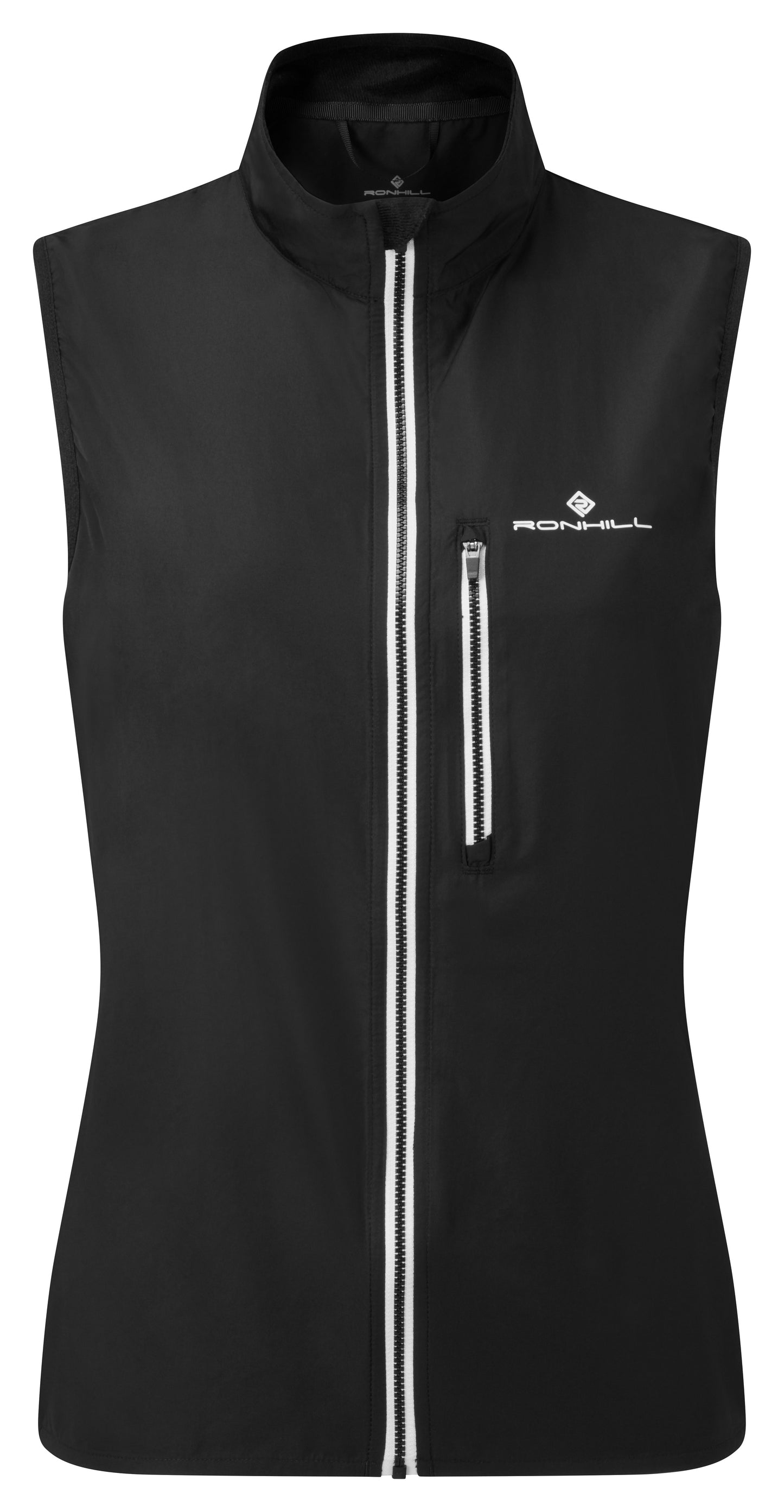 Women's Gilet (Sleeveless Jacket otherwise known as a Tank) by Ronhill in Black colour - Front view