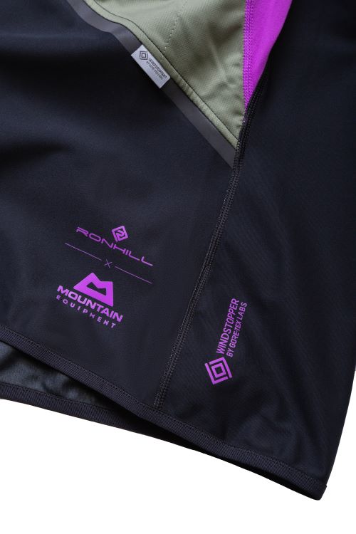 Womens Jacket by Ronhill - Tech Gore Tex Mercurial, photo is a close up view of some of the detail including the Ronhill logo