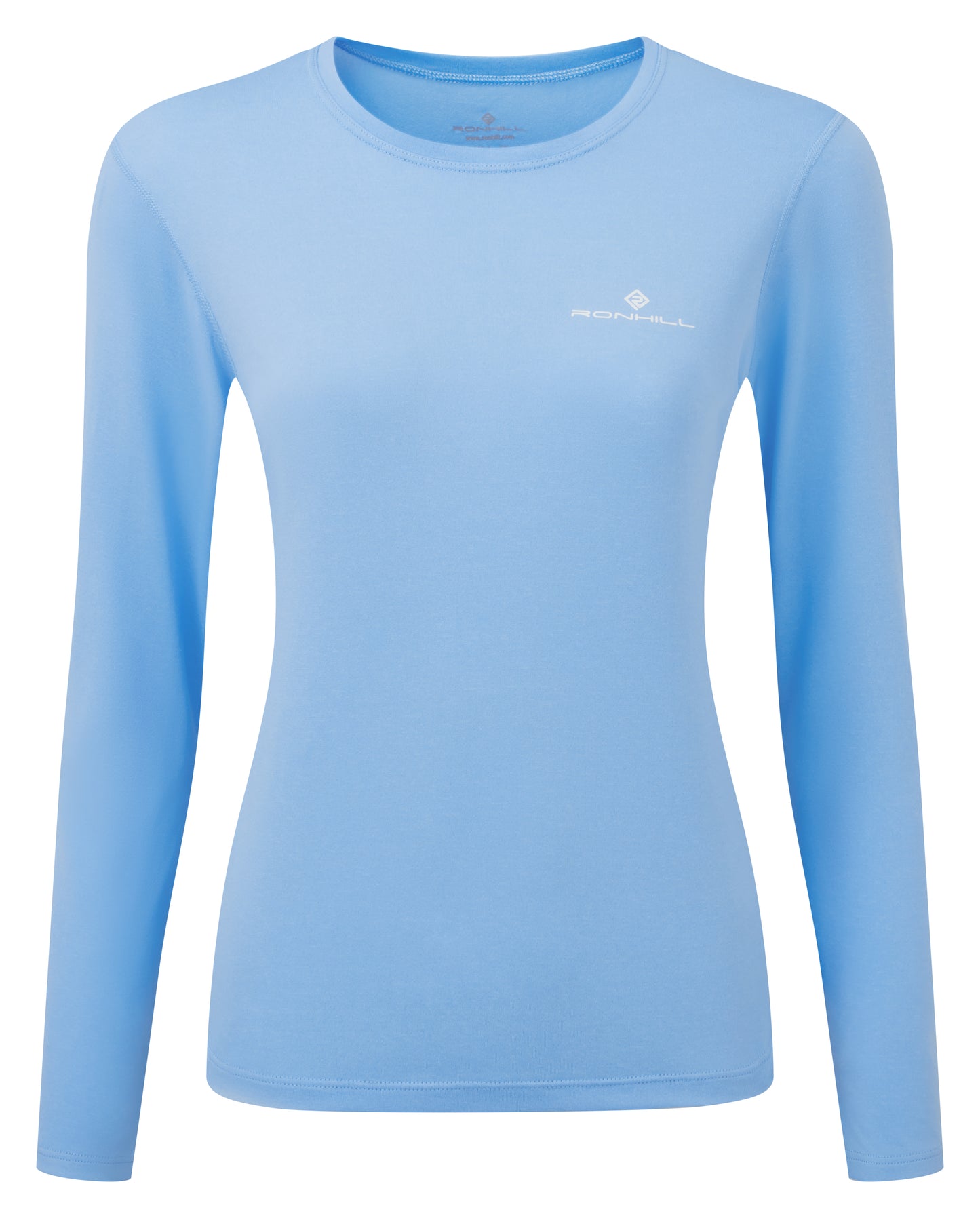 Women's long sleeve tee - Women's core long sleeve tee by Ronhill, in a cornflour blue colour. Front view of the top.