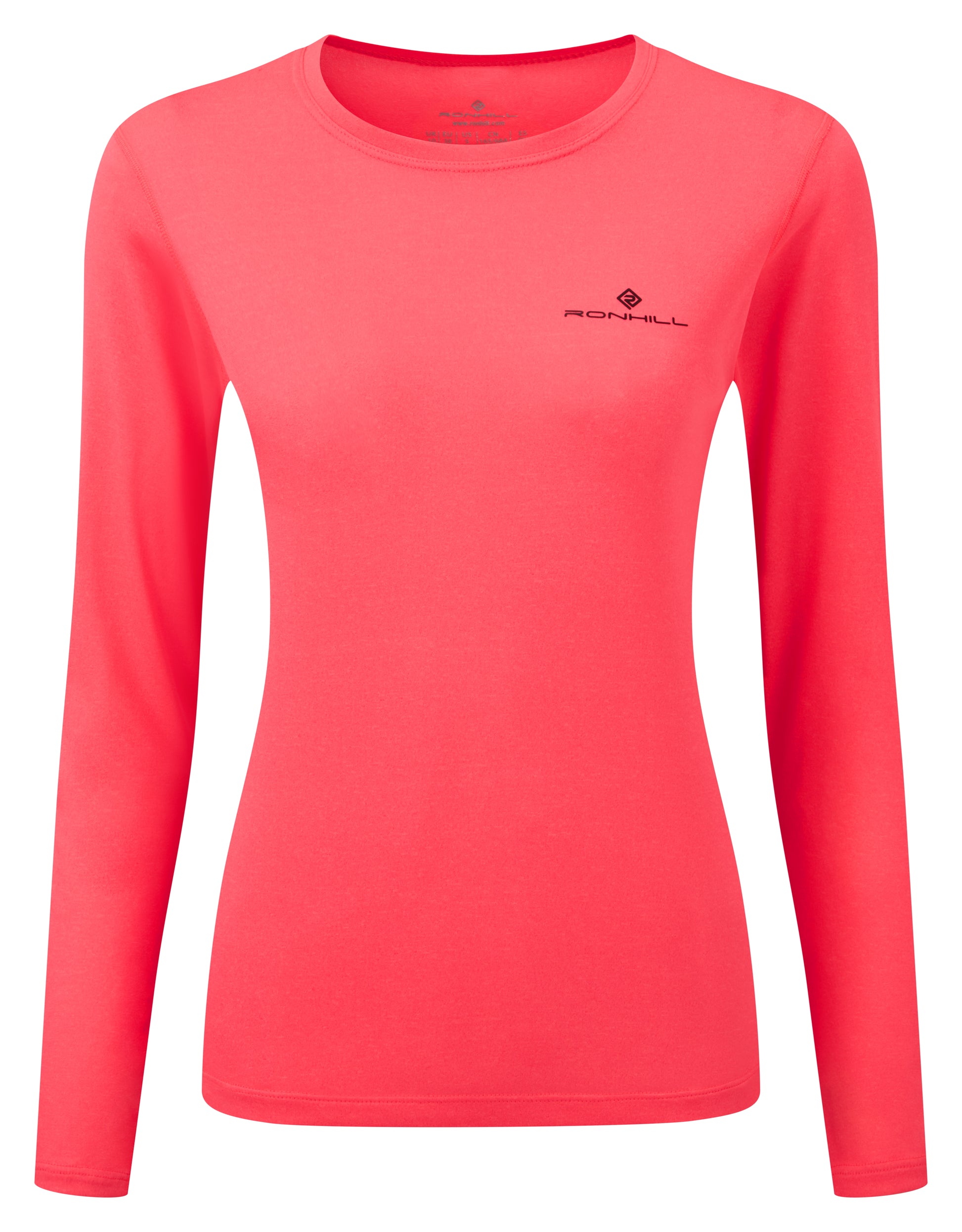 Women's long sleeve tee - Women's core long sleeve tee by Ronhill, in a hot pink colour. Front view of the top.