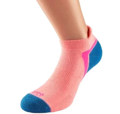 1000 Mile Active Socklet in peach and teal for women