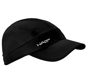 Halo sports hat. side view, in black