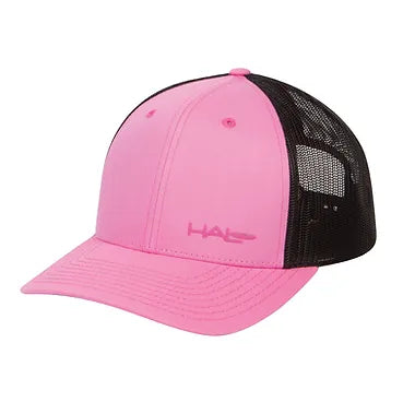 The Halo Hinge Classic Hat in pink, front view