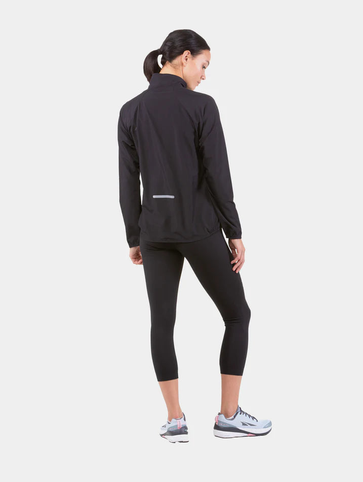 Ronhill's women's core jacket in black and back view
