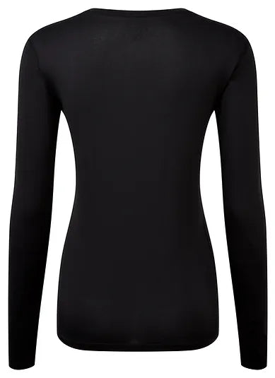 Women's Long Sleeve Black Core T-shirt. Back View, by Ronhill