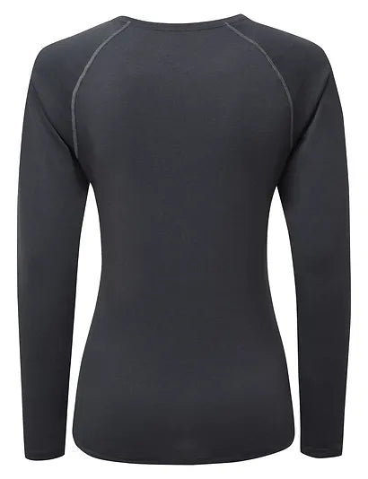 Ronhill's Women's long Sleeve Core Running T-shirt. Back view Charcoal  Marl 